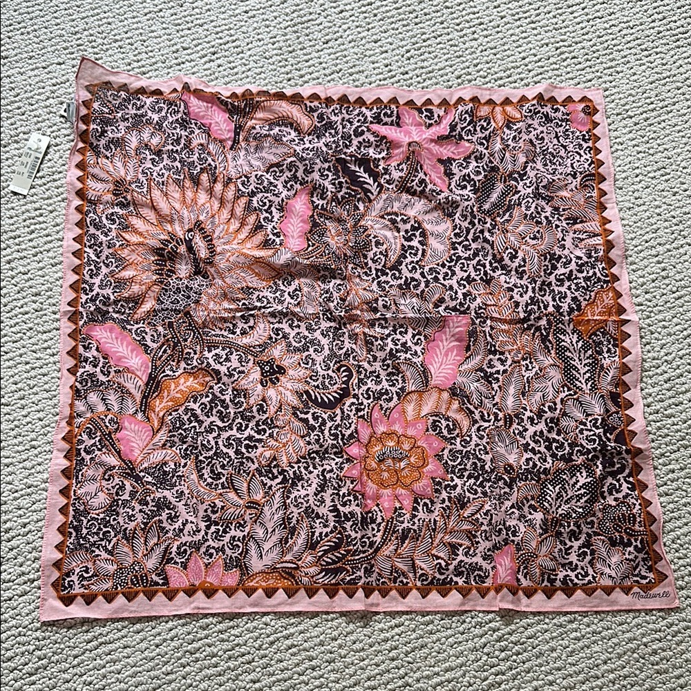 Floral Pink and Brown Scarf